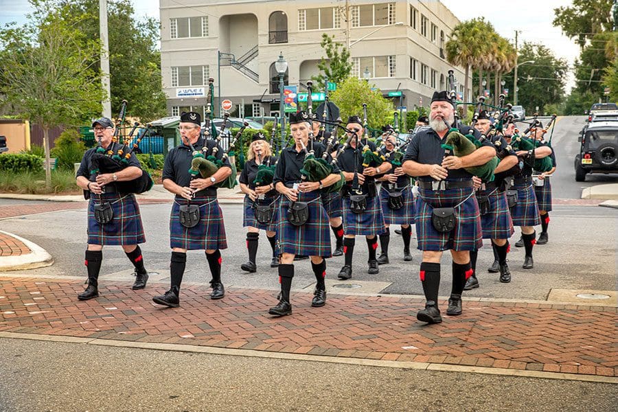 bagpipers-marching-down-street