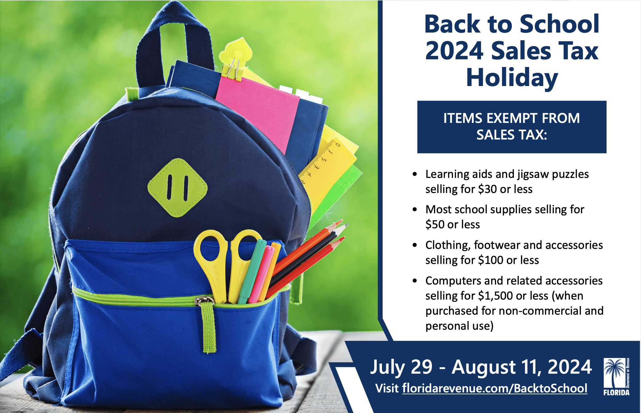 Florida&rsquo;s Back-to-School Sales Tax Holiday Continues Through Sunday |