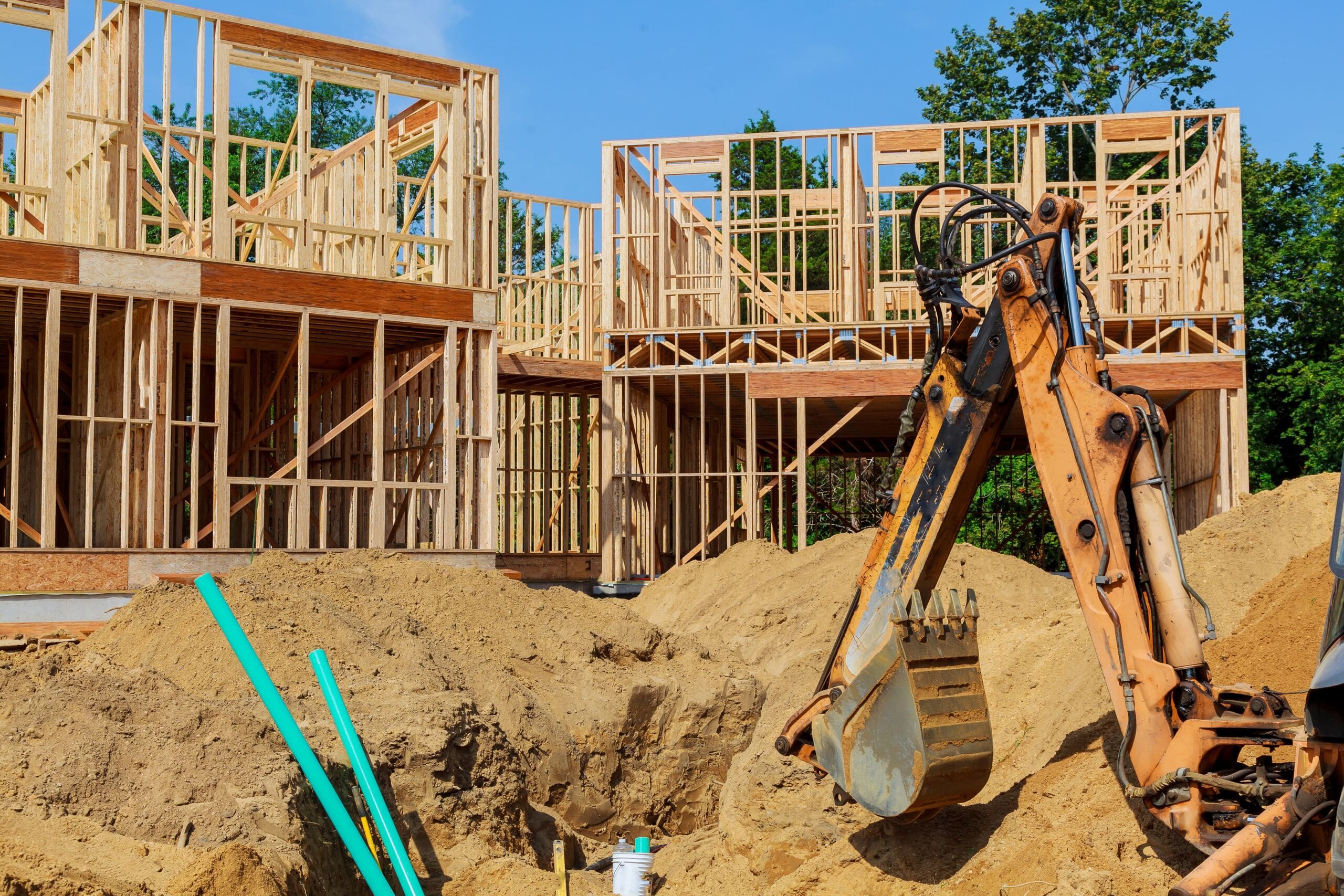 Unfinished house of still under construction. Building concept